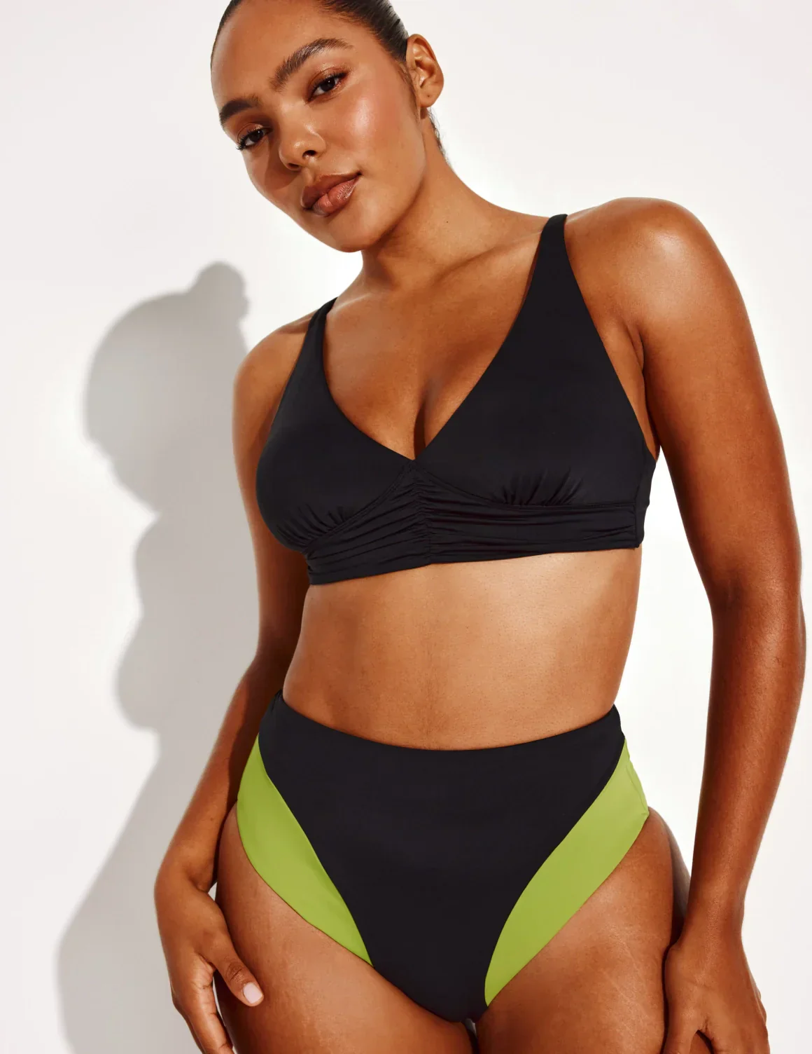 High Rise Bikini Swim Bottom - Color Block - Image 2