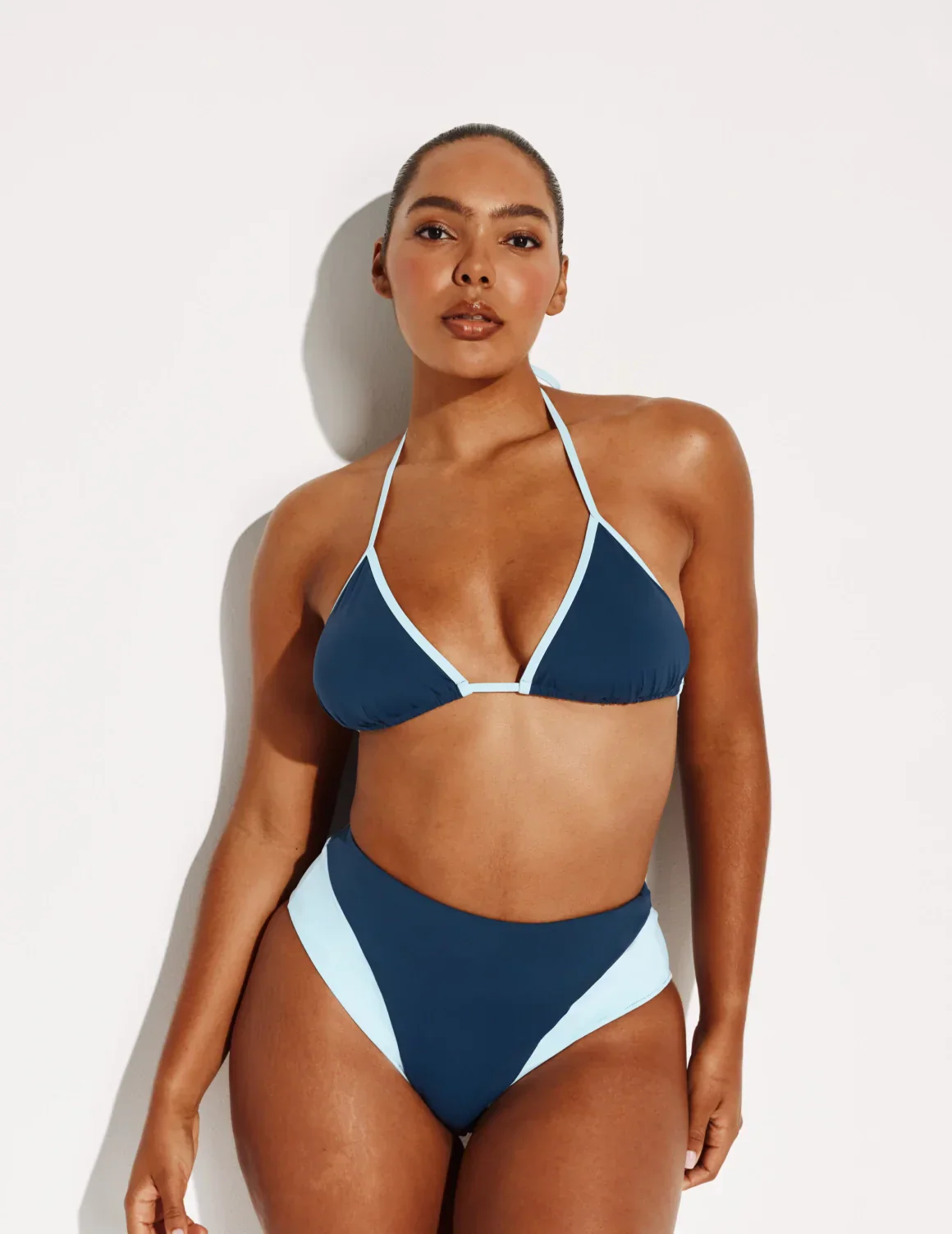 High Rise Bikini Swim Bottom - Color Block - Image 3