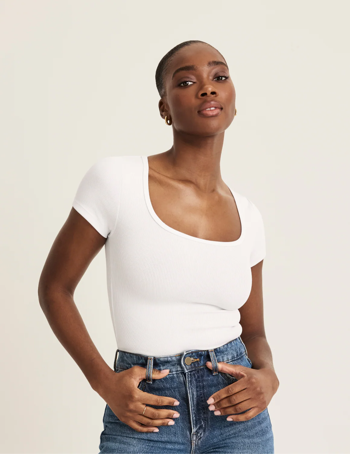SculptRib™ Cotton Scoop Neck T-Shirt - Image 13